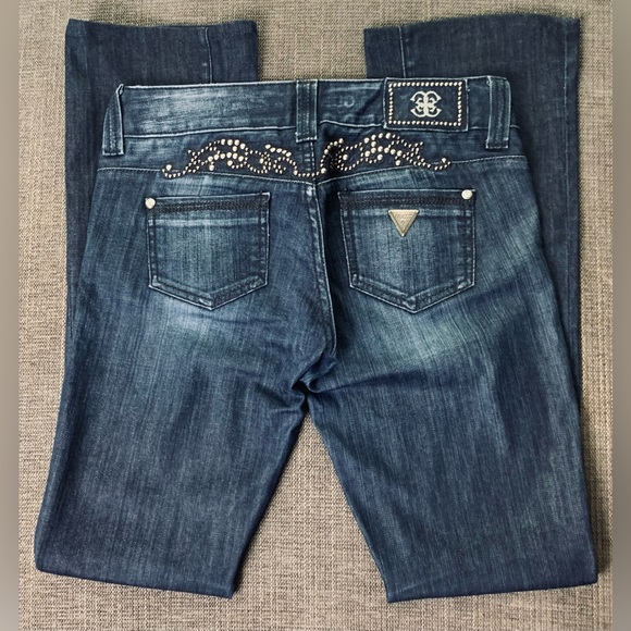 Guess Premium Daredevil Boot Cut Stretch Studded Jeans - Picture 5 of 11